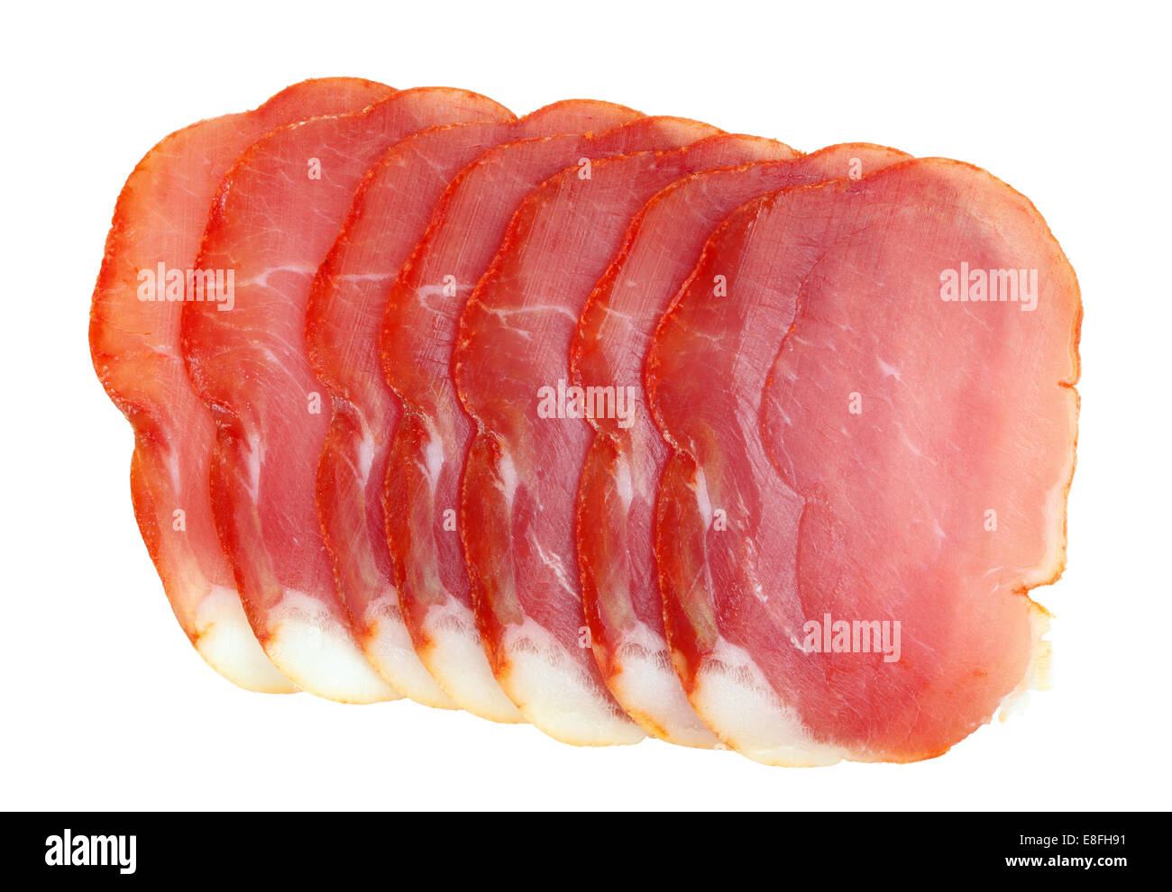 Lo spagnolo prosciutto Serrano isolate su sfondo bianco Foto Stock