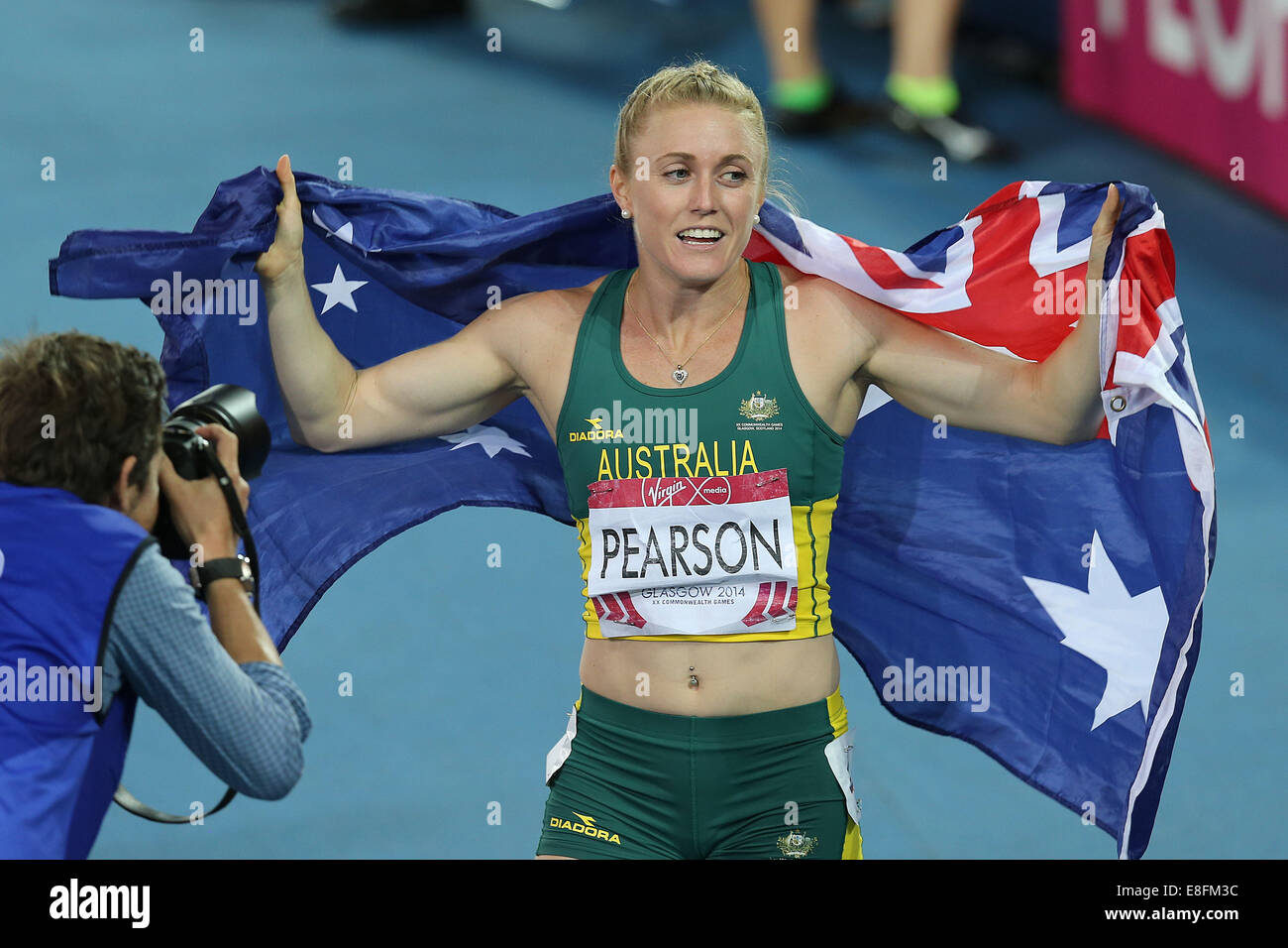 Sally Pearson (AUS) Medaglia d'oro. Donne 100m ostacoli. Atletica - Hampden Park - Glasgow - REGNO UNITO - 01/08/2014 - Giochi del Commonwealth Foto Stock