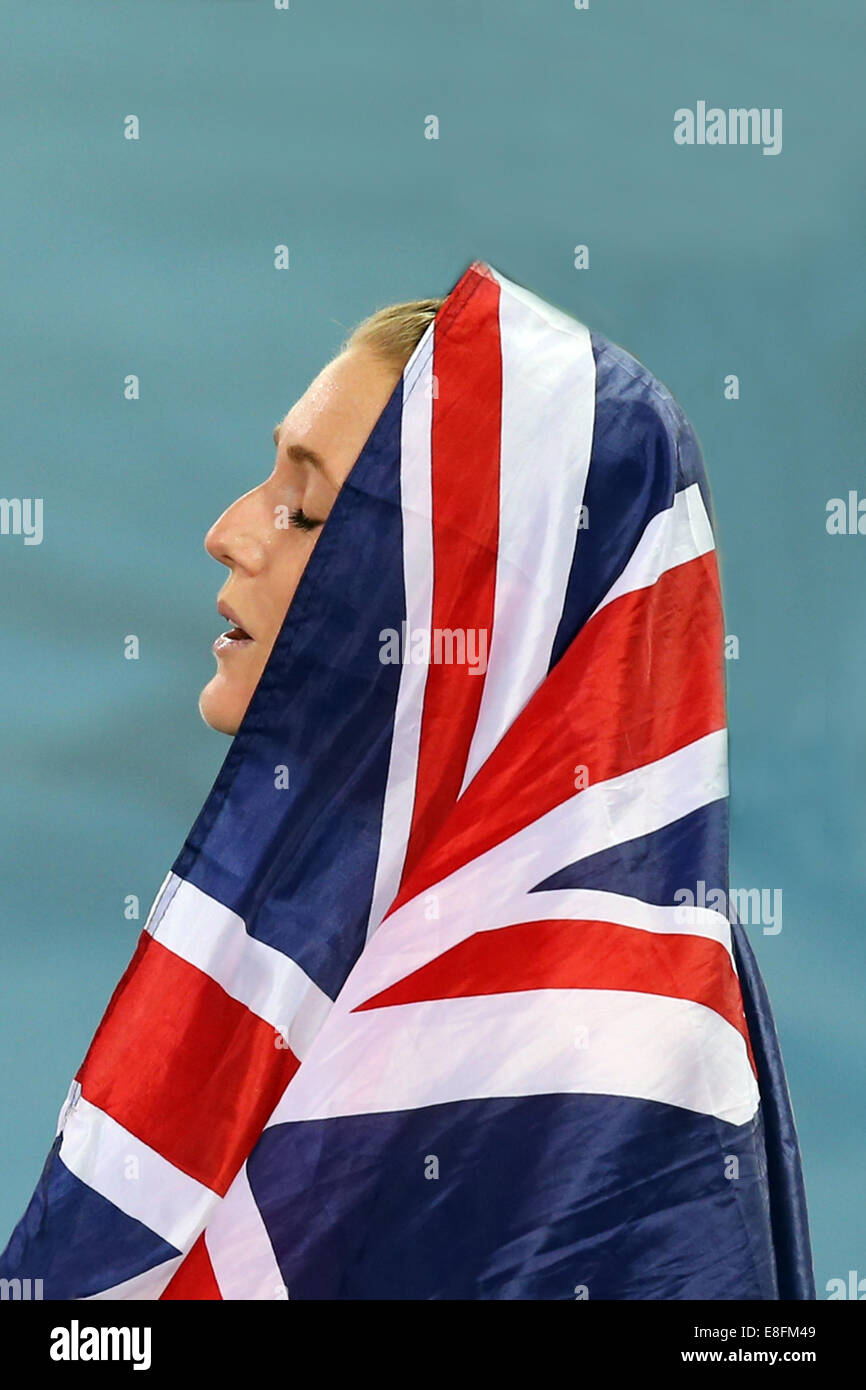 Sally Pearson (AUS) Medaglia d'Oro - Donne 100m ostacoli. Atletica - Hampden Park - Glasgow - REGNO UNITO - 01/08/2014 - Giochi del Commonwealth Foto Stock