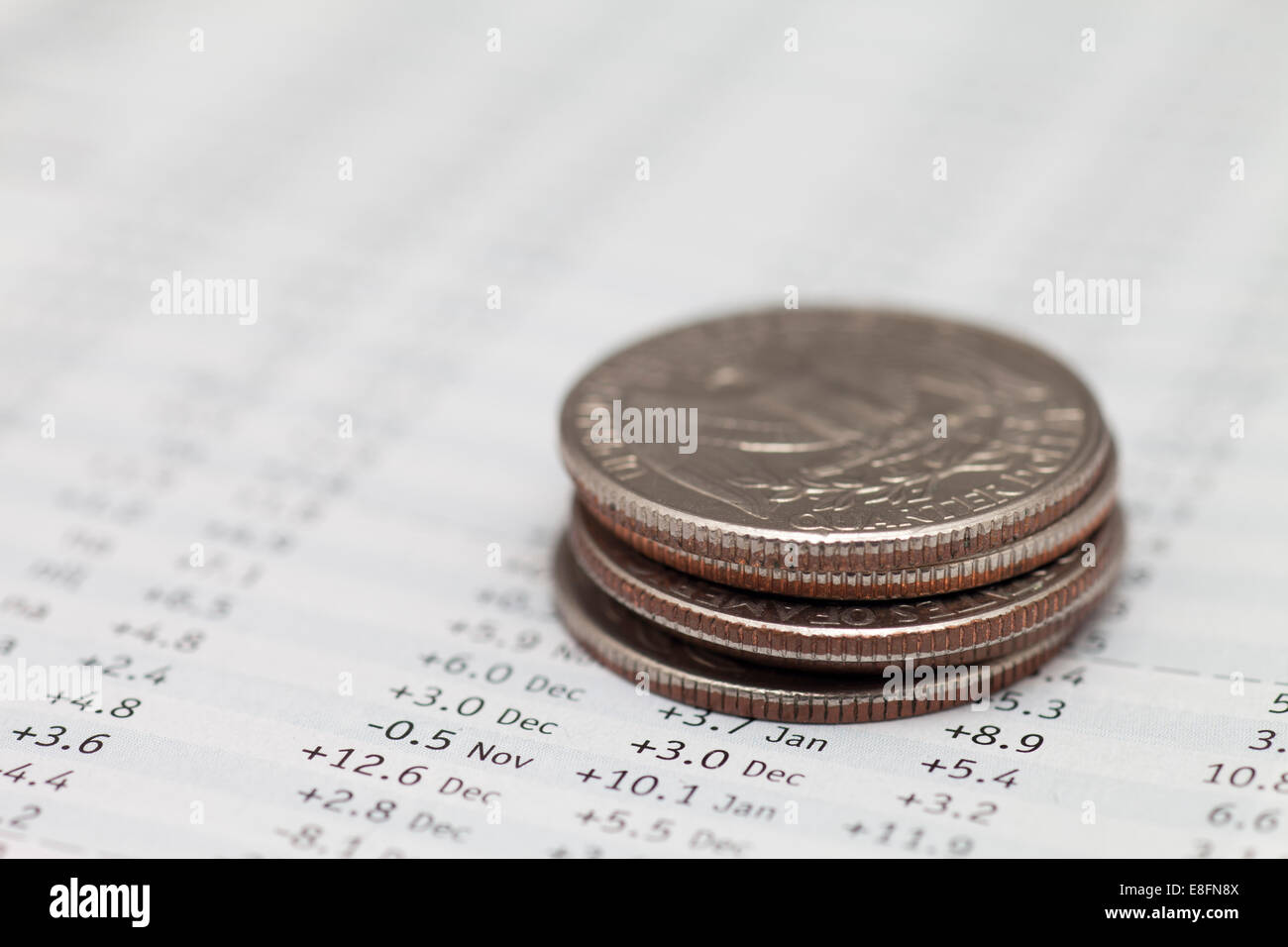 Noi monete sulla scorta dei dati di mercato Foto Stock