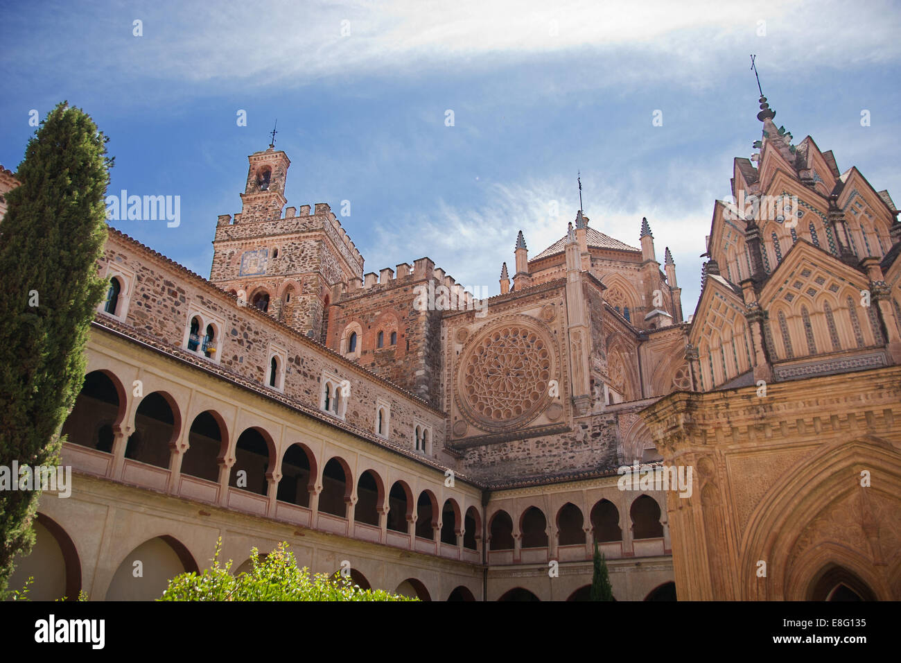 Nuestra Señora de Guadalupe chiostro, sito patrimonio mondiale dell'UNESCO, Guadalupe Caceres Foto Stock