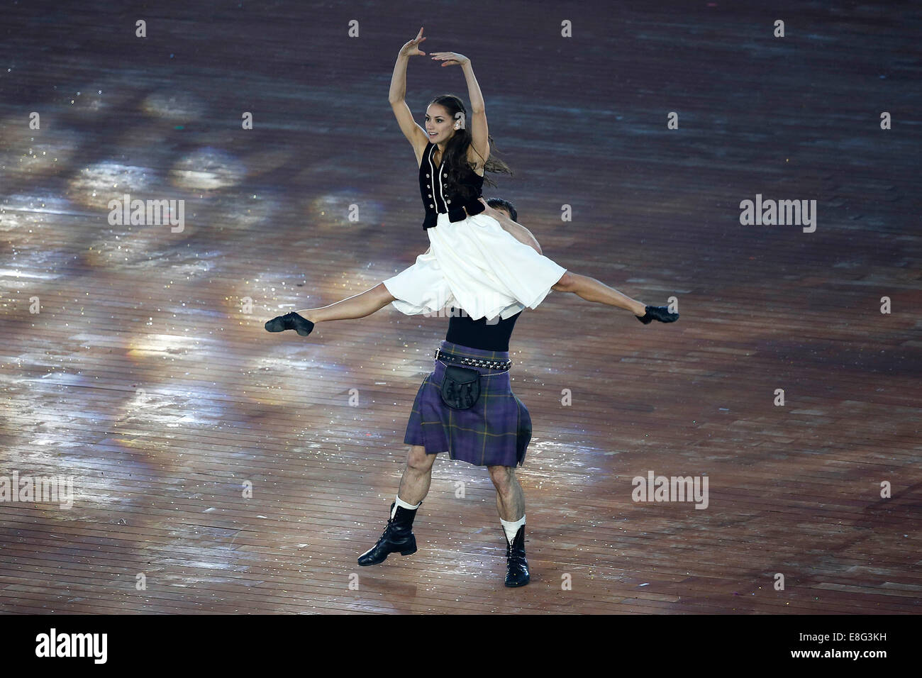 Sophie Martin e Christopher Harrison della Scottish Ballet. Cerimonia di apertura - Celtic Park - Glasgow Scotland Regno Unito - 230714 - Foto Stock