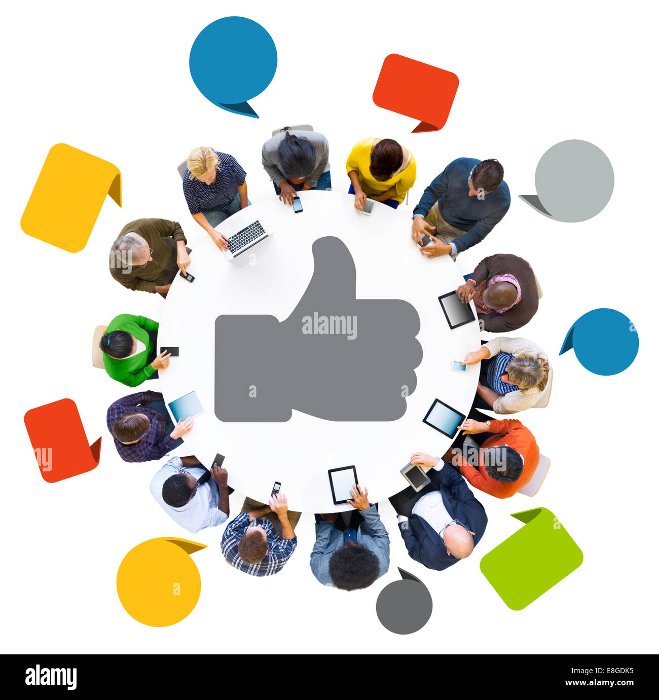 Persone con discorso bolla e pollice su Symbol Foto Stock