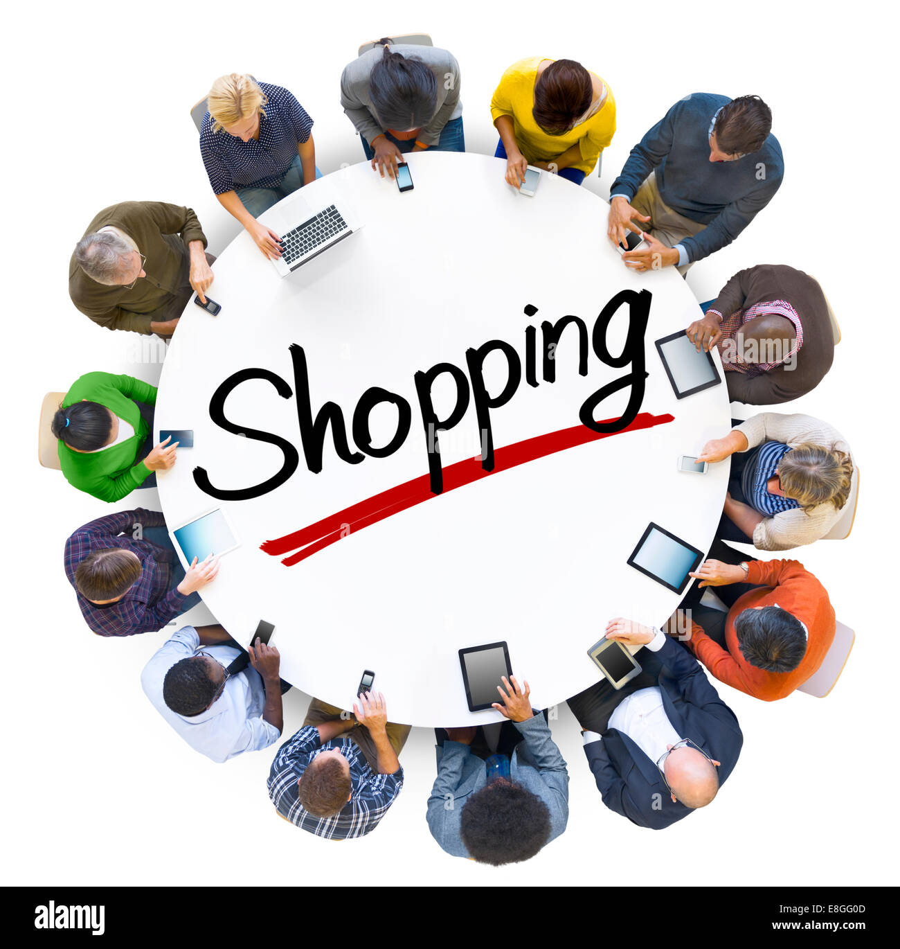 Vista aerea di persone e di E-Commerce concetti Foto Stock