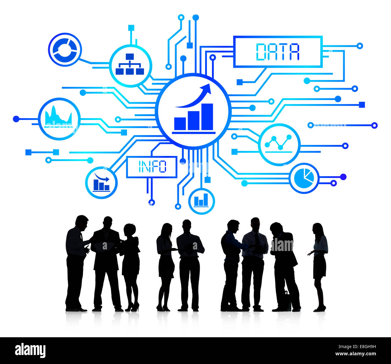 Un gruppo di persone di affari a discutere circa le informazioni aziendali Foto Stock