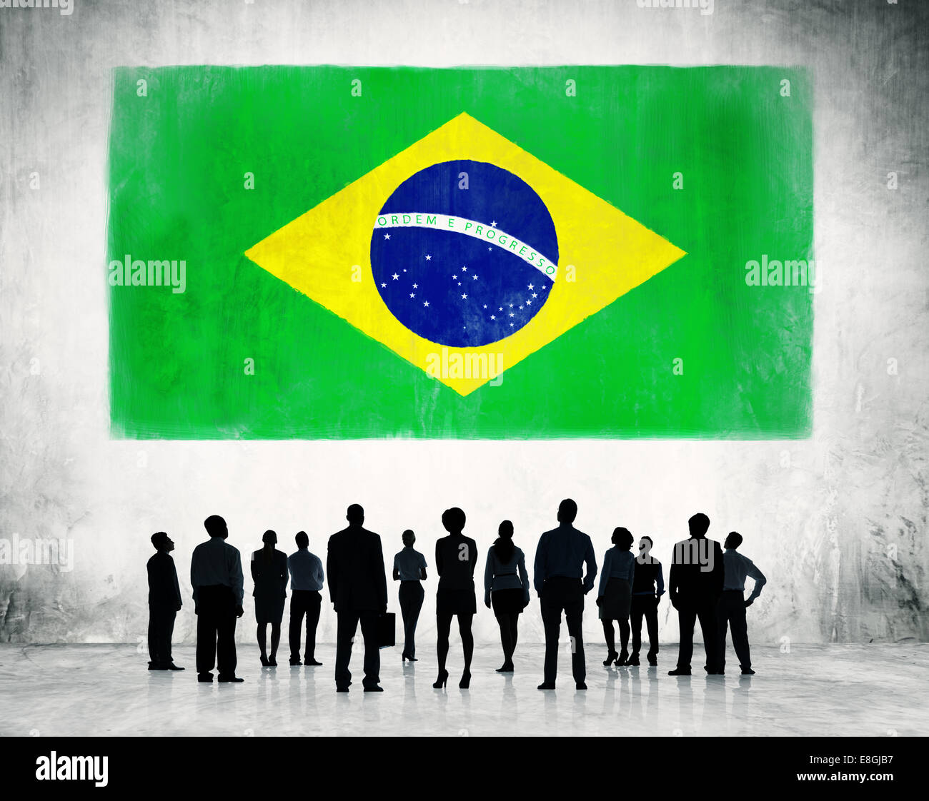 La pianificazione delle attività di business di Gruppo bandiera brasiliana Foto Stock
