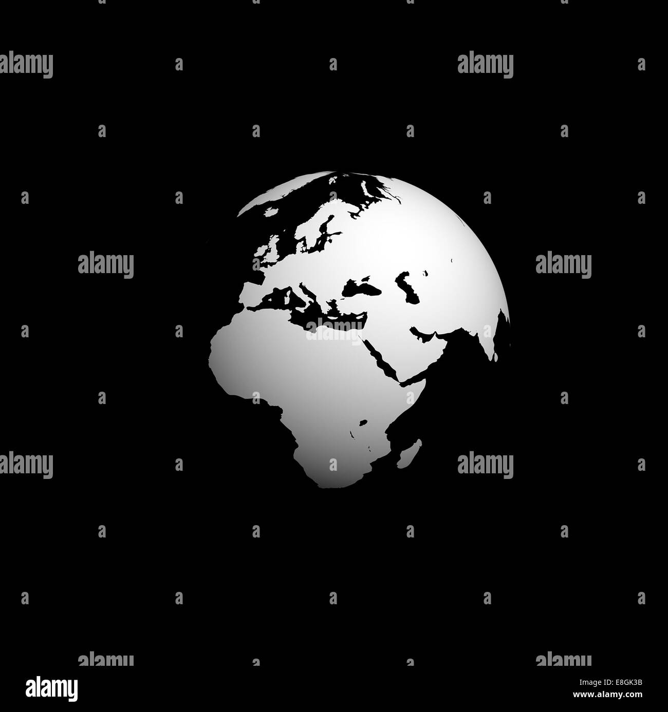 Generati digitalmente immagine del pianeta terra, in bianco e nero globe Foto Stock