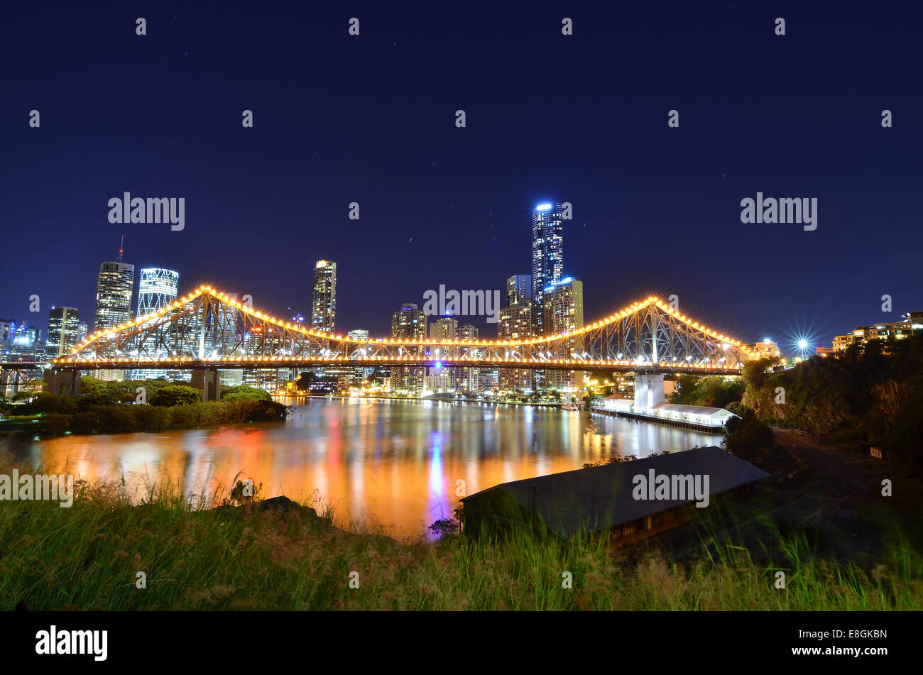 Australia, Brisbane, vista di Story Bridge di notte Foto Stock