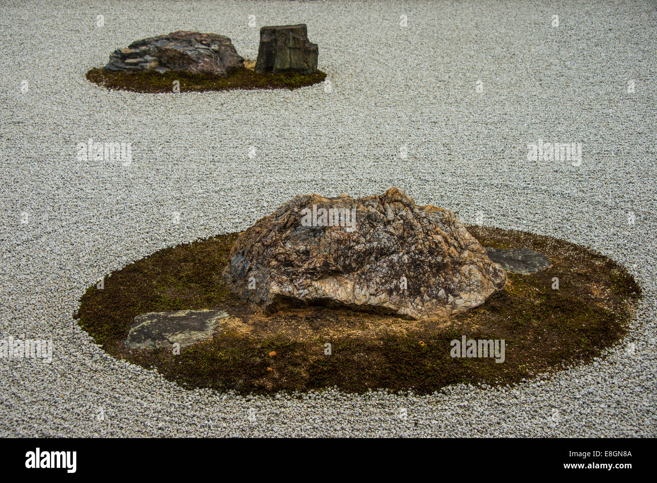 Il Rock Garden nel Ryoan-ji, Kyoto, Giappone Foto Stock