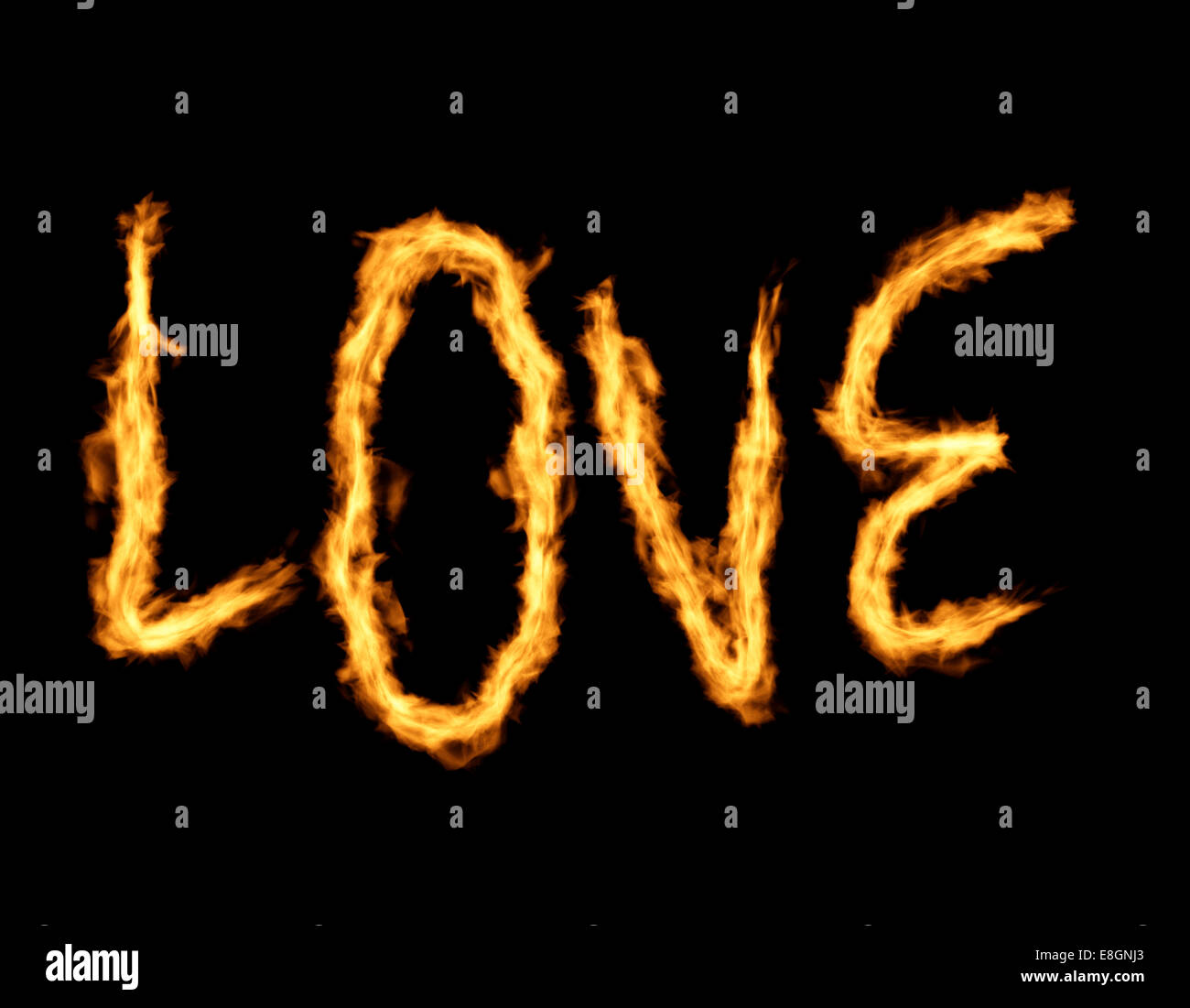 La parola "amore" realizzato da fiamme di fuoco, Foto Stock