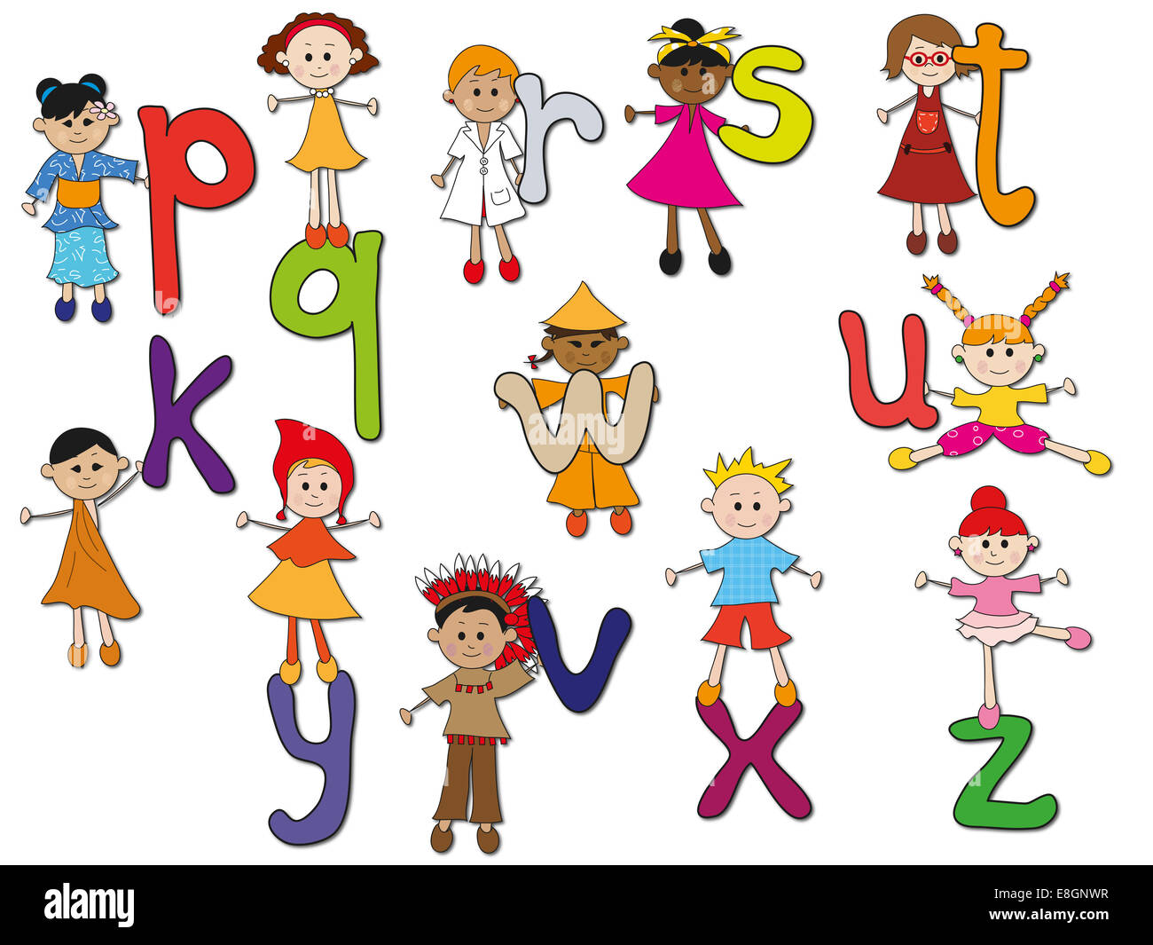 Divertimento alfabeto in lettere minuscole con bambini Foto Stock