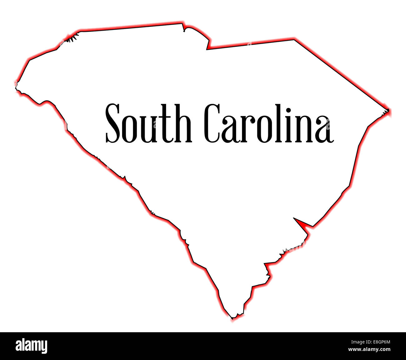 Mappa di contorno dello stato della Carolina del Sud Foto Stock