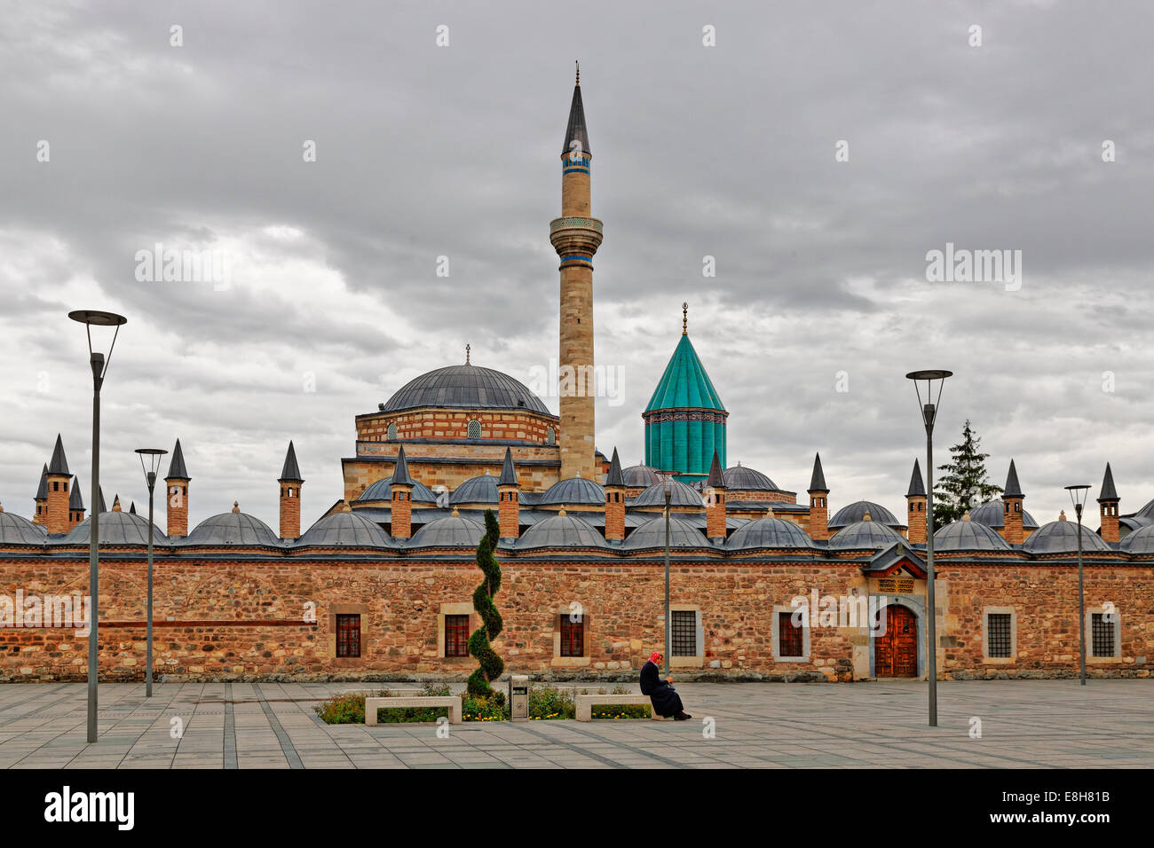 Turchia, Anatolia, Anatolia centrale, Konya, museo di Mevlana, Mevlana Muezesi con Rumi mausoleo Foto Stock