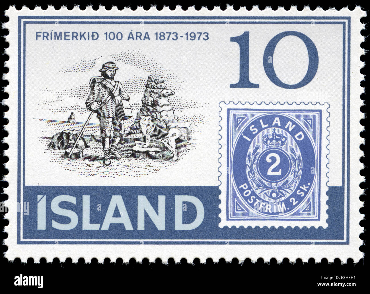 Con timbro postale timbro dall'Islanda in 100 anni Islanda serie di francobolli emessi nel 1973 Foto Stock