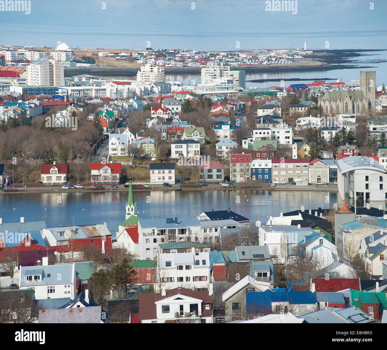 Alloggiamento nella città capitale di Reykjavik, Islanda. Foto Stock