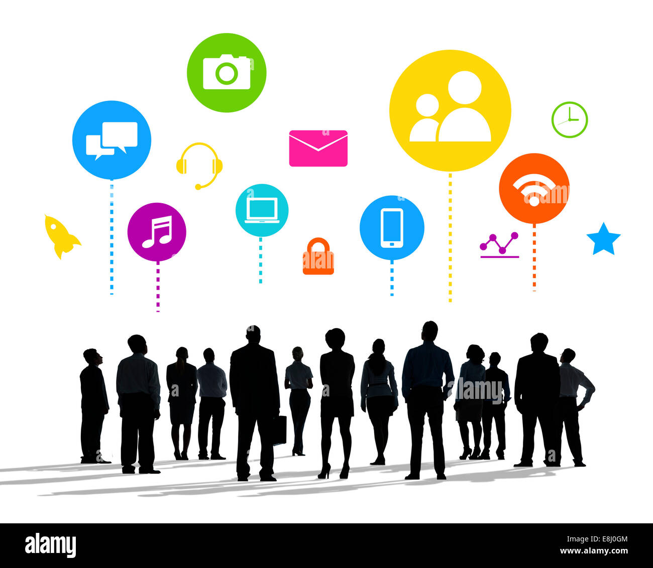 Sagome di persone di affari e Social Media concetti Foto Stock