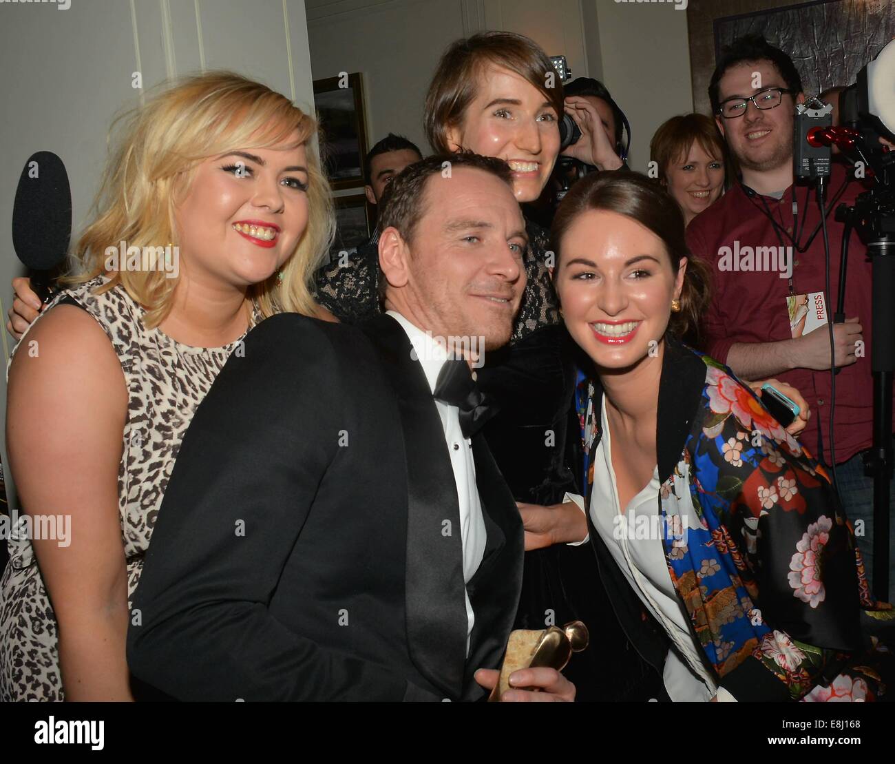 La Irish Film & Television Academy Awards 2014 (IFTA) al DoubleTree by Hilton Dublin Hotel... Dotato di: Alexandra Ryan,Michael Fassbender,Kirsty Blake Knox,Laura Butler dove: Dublino, Irlanda quando: 06 Apr 2014 Foto Stock