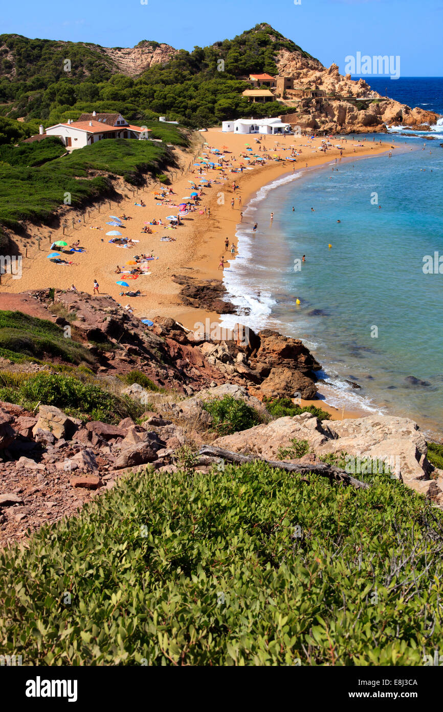 Cala Pregonda Riserva della Biosfera area, Minorca, Isole Baleari, Spagna Foto Stock