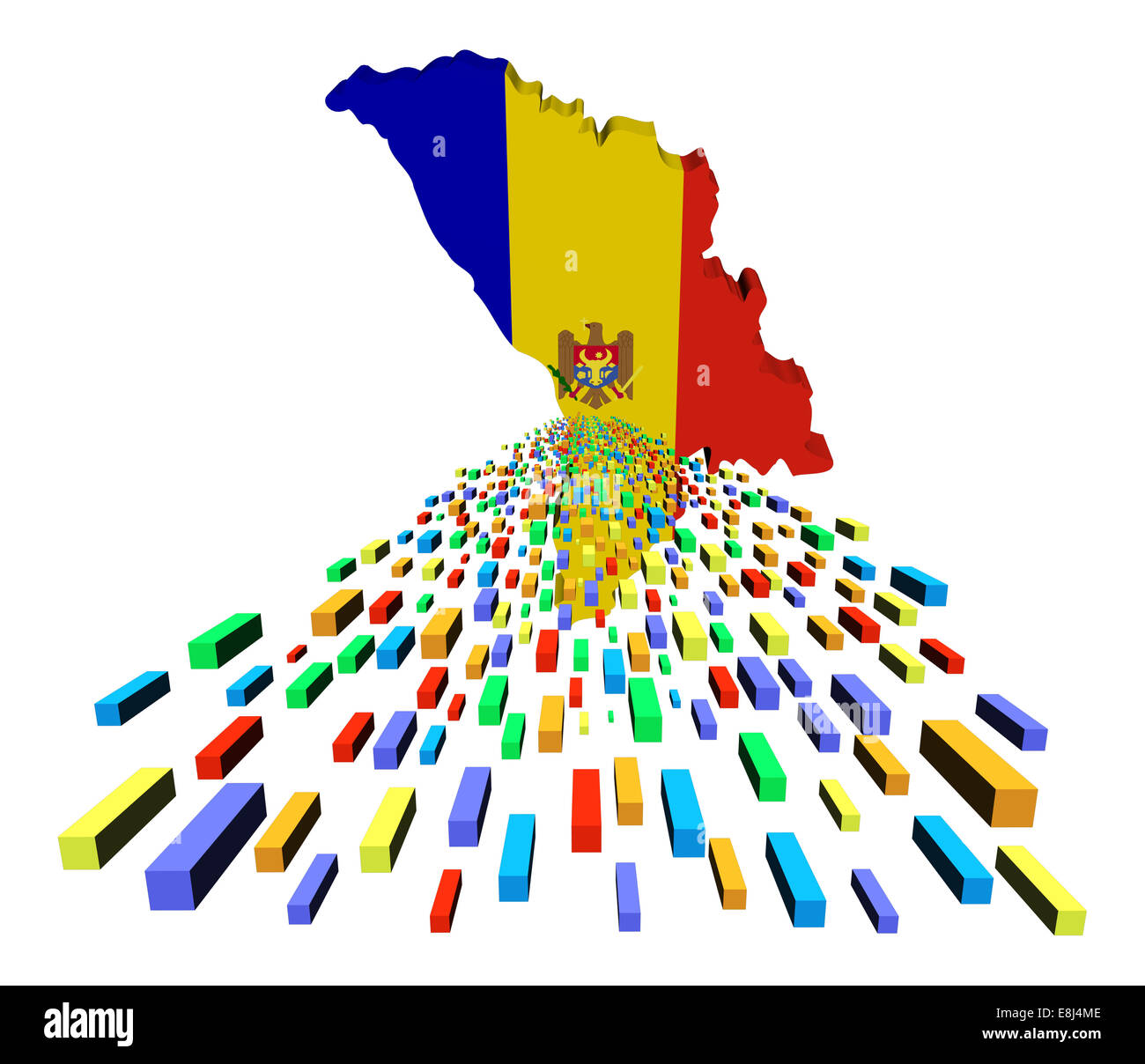 La Moldavia mappa bandiera con contenitori illustrazione Foto Stock