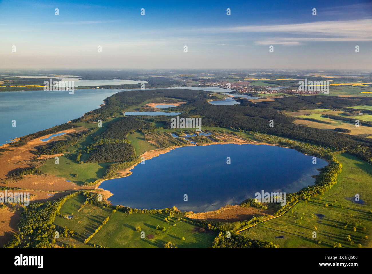 Vista aerea, Waren National Park, Waren, Meclemburgo Lake District o Mecklenburg Lakeland, Meclemburgo-Pomerania Occidentale Foto Stock