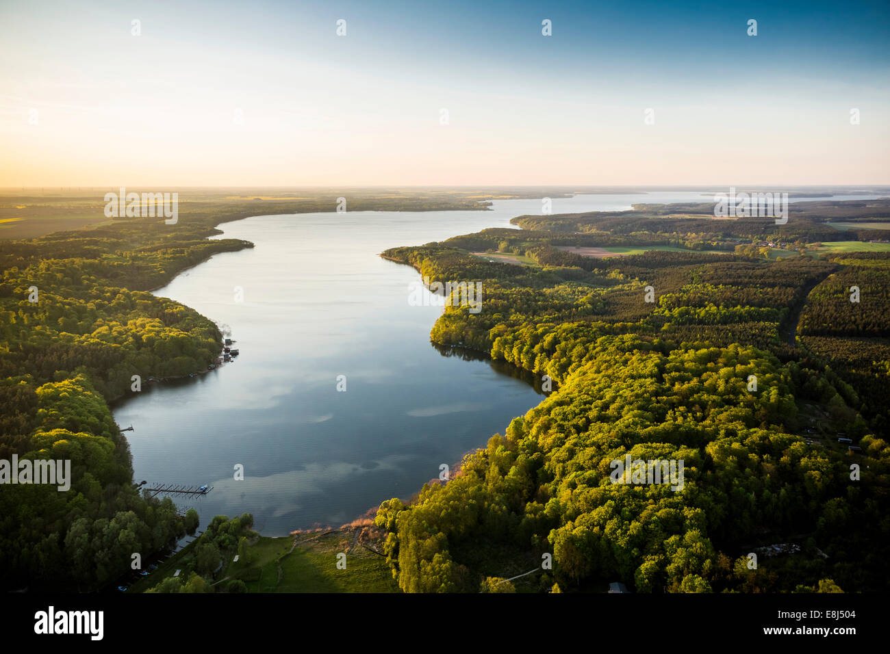 Lago Plauer See, Meclemburgo Lake District o Mecklenburg Lakeland, Stuer, Meclemburgo-Pomerania, Germania Foto Stock