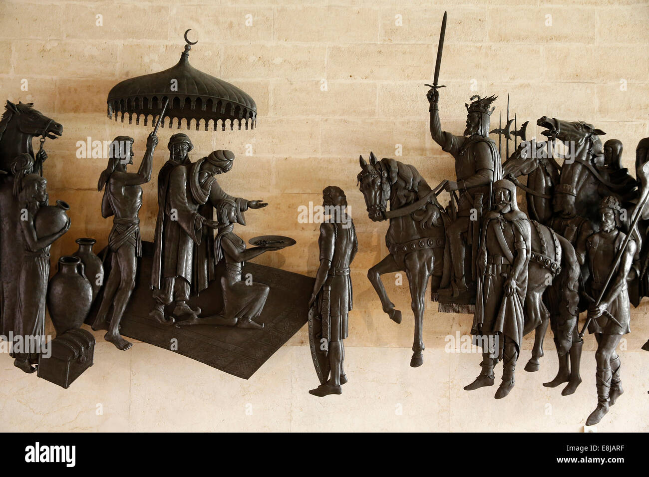 Ironplate murale raffigurante la consegna delle chiavi della città di Palma dal re Abu Yahya a Jaime I. realizzato nella GUI Foto Stock