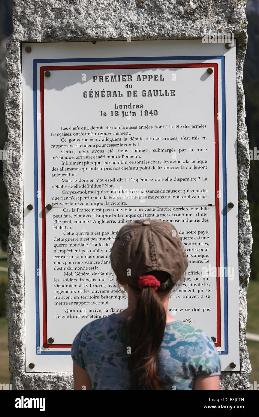GŽnŽral de Gaulle è chiamata il 18 giugno 1940. Foto Stock