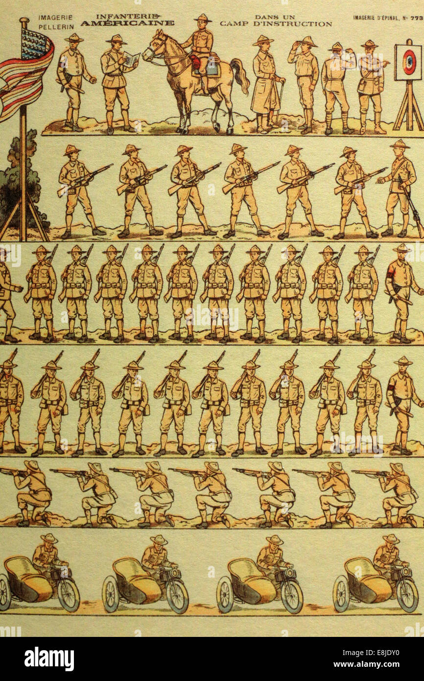 La formazione di immagini di Epinal. La fanteria americana. La Francia. Il Museo della Grande Guerra. Meaux. Foto Stock