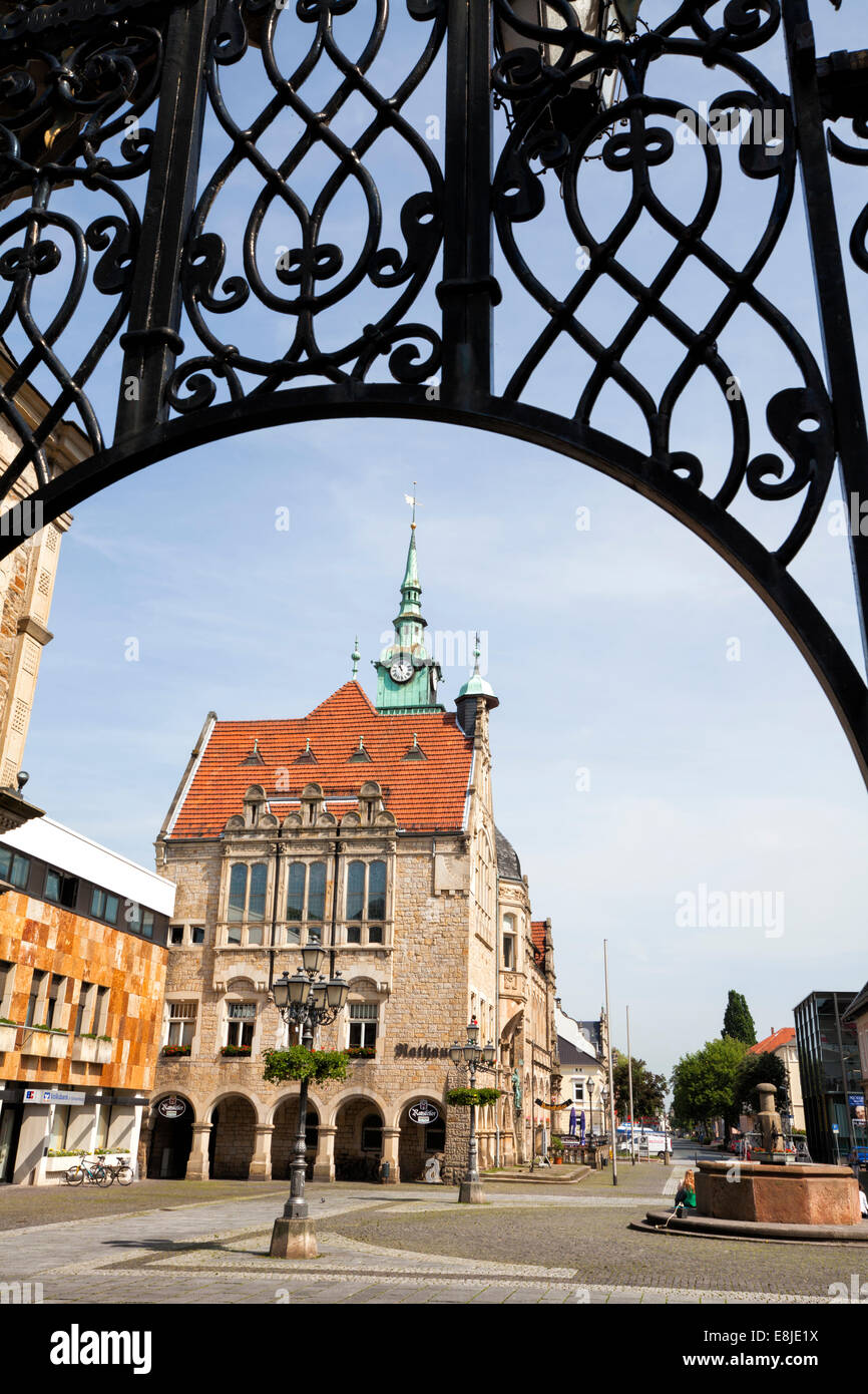 La piazza del mercato e il Municipio, Bueckeburg, Bassa Sassonia, Germania, Europa, Marktplatz und Rathaus, Bückeburg, Niedersachsen, Deutsc Foto Stock