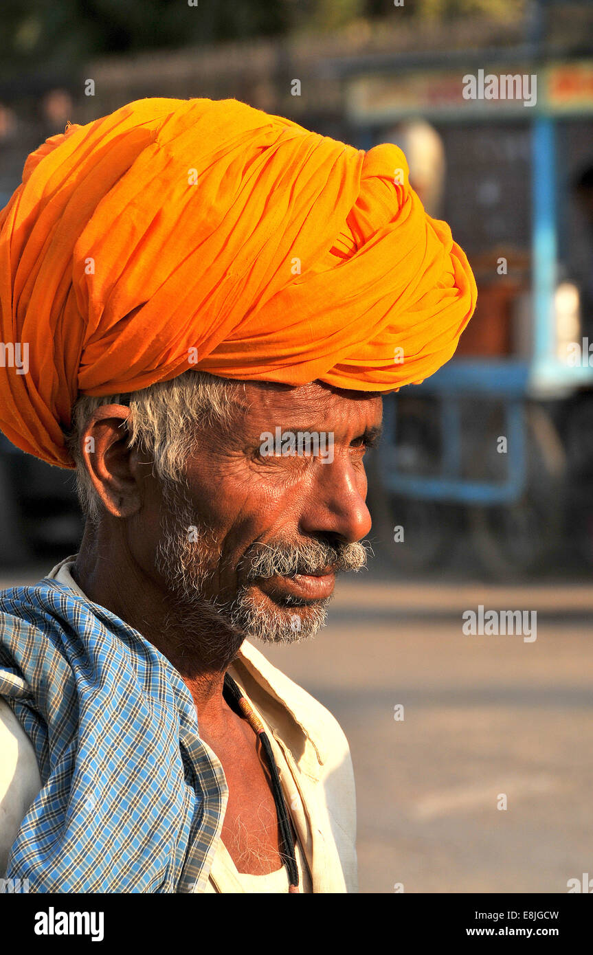 Uomo di Rajasthani. Foto Stock
