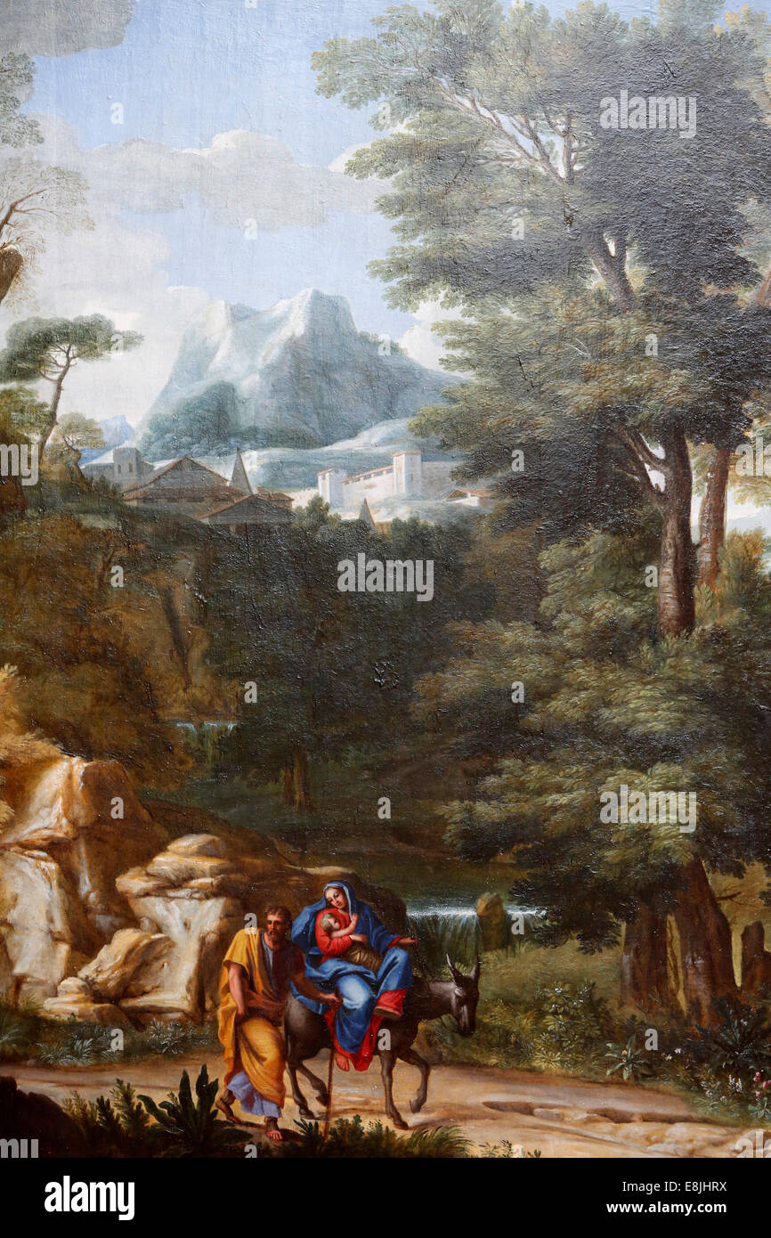 Lille palazzo del Museo di Belle Arti. La fuga in Egitto presumibilmente dipinto da Antoine HŽrault (XVII secolo). Foto Stock
