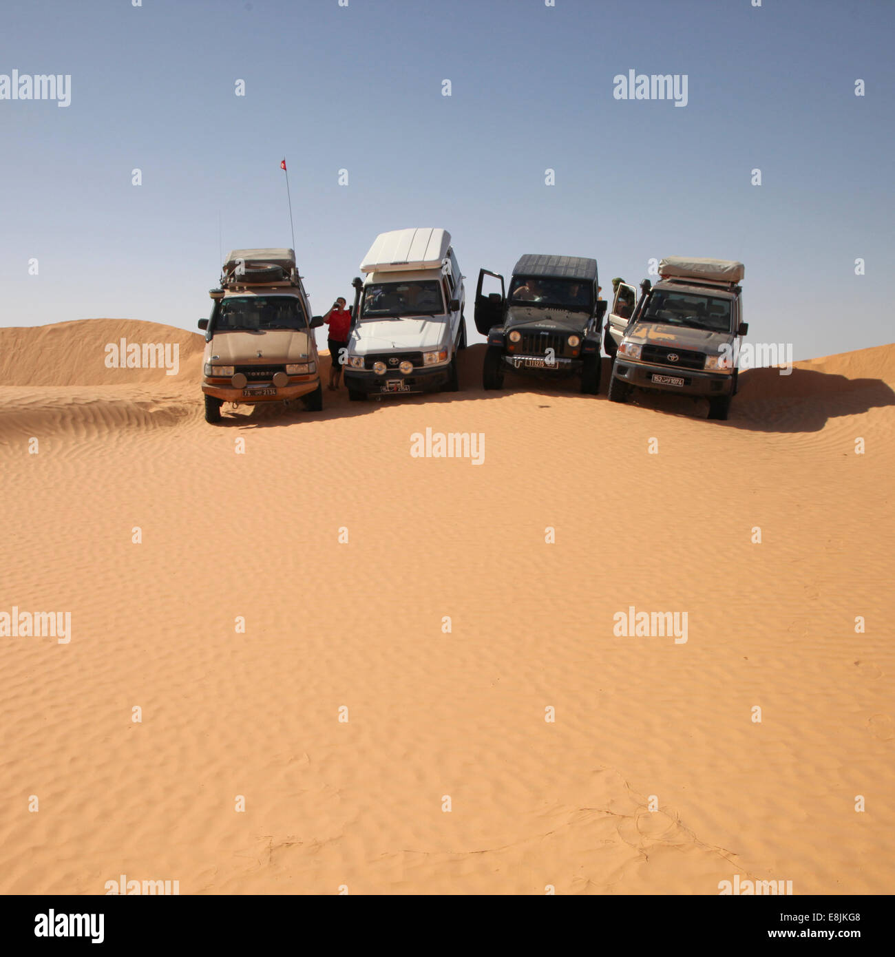 I veicoli nel deserto. Foto Stock