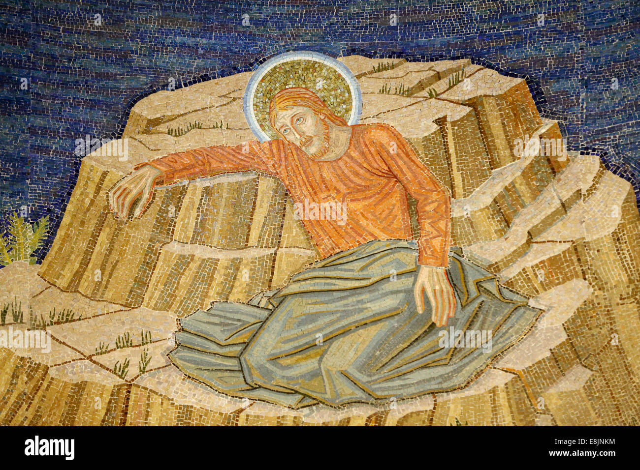 La Chiesa di tutte le nazioni, anche conosciuta come la Chiesa o la Basilica dell Agonia. Cristo in agonia. Mosaico della Basilica a Gethse Foto Stock