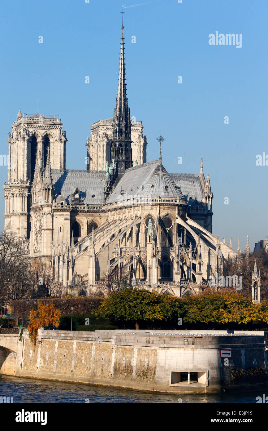 Parigi. Abside della cattedrale di Notre Dame. Foto Stock