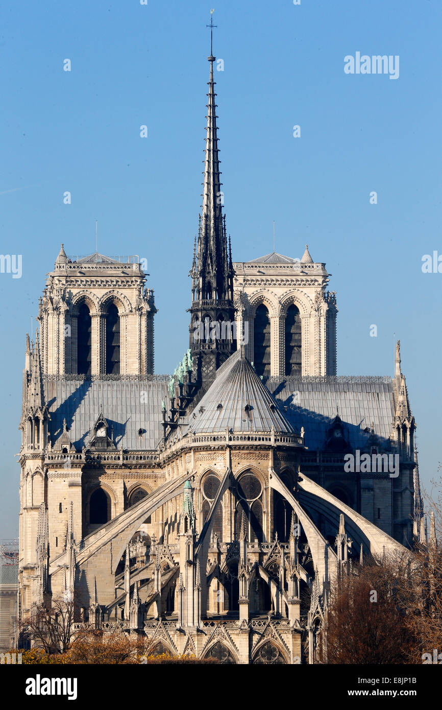 Parigi. Abside della cattedrale di Notre Dame. Foto Stock