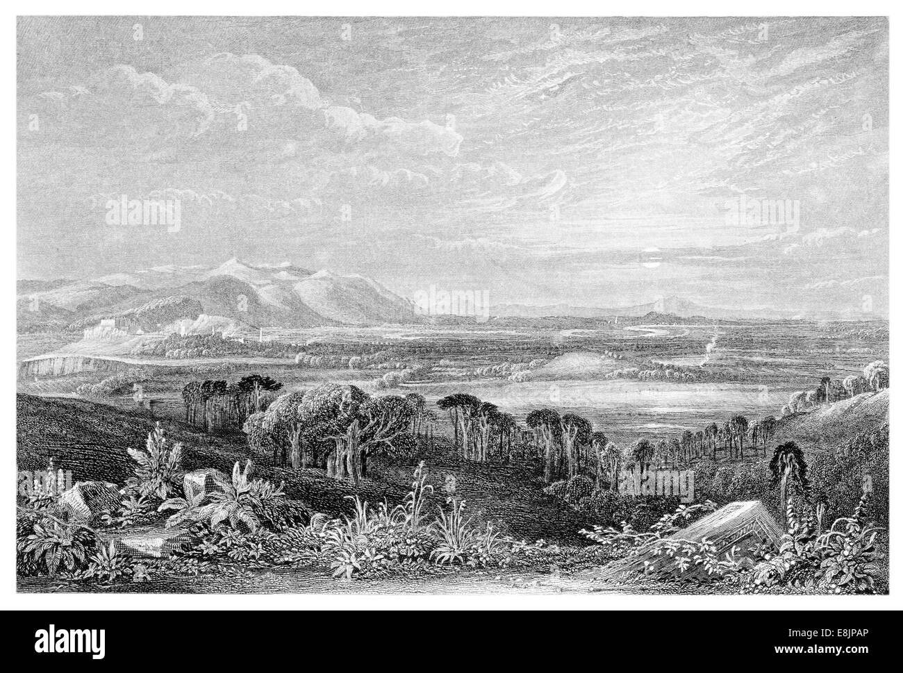 Campo di Bannockburn Allt un' Bhonnaich dal Gillie's Hill circa 1840 Foto Stock