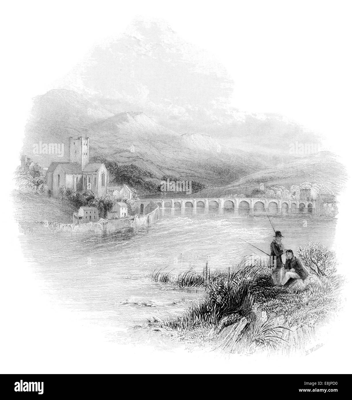 Fiume Shannon Killaloe Bridge Cill Dalua east County Clare Irlanda circa 1840 Foto Stock