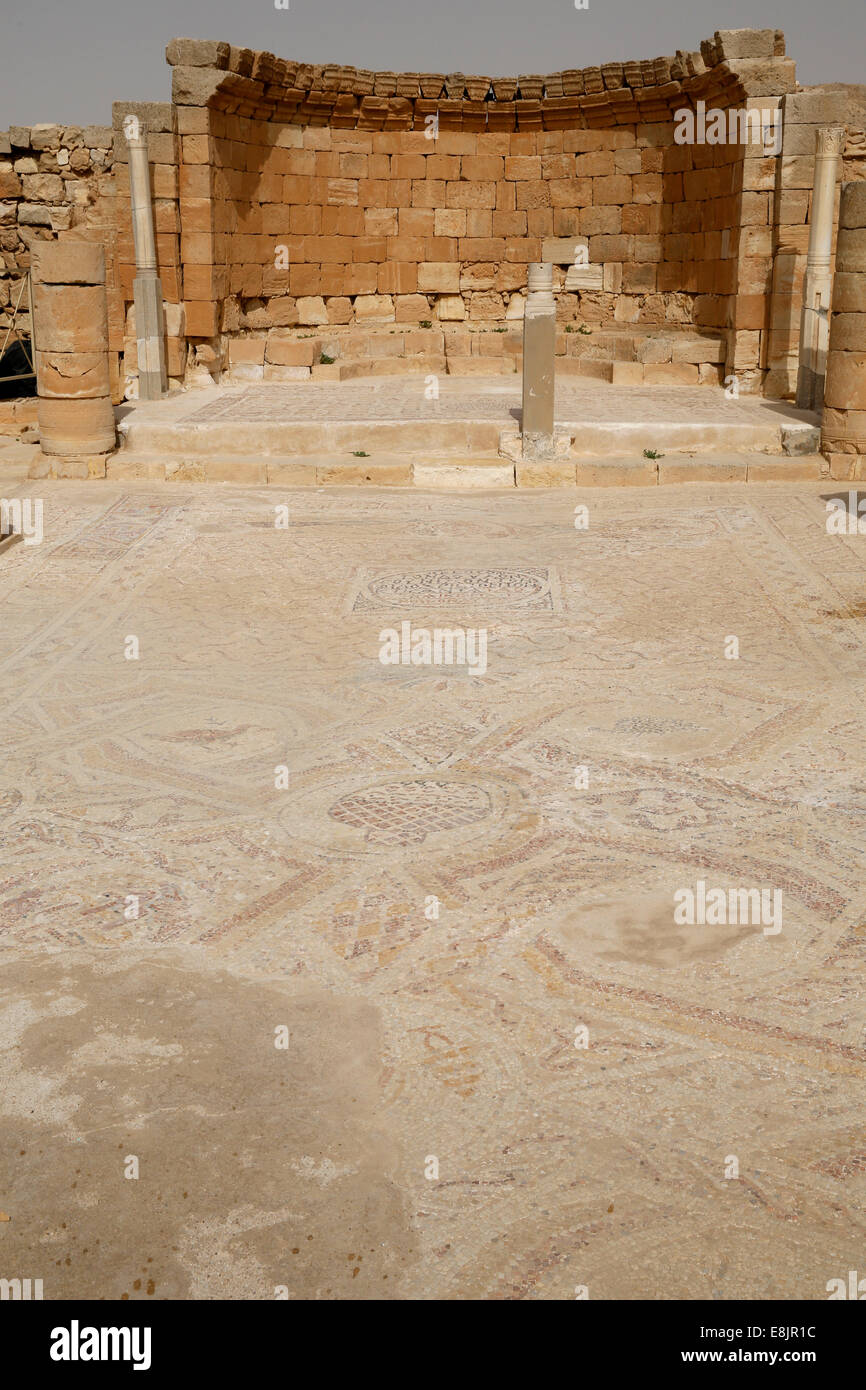 La chiesa bizantina di San Nilo in Mamshit, un antico Nabatean città del Neghev. Foto Stock