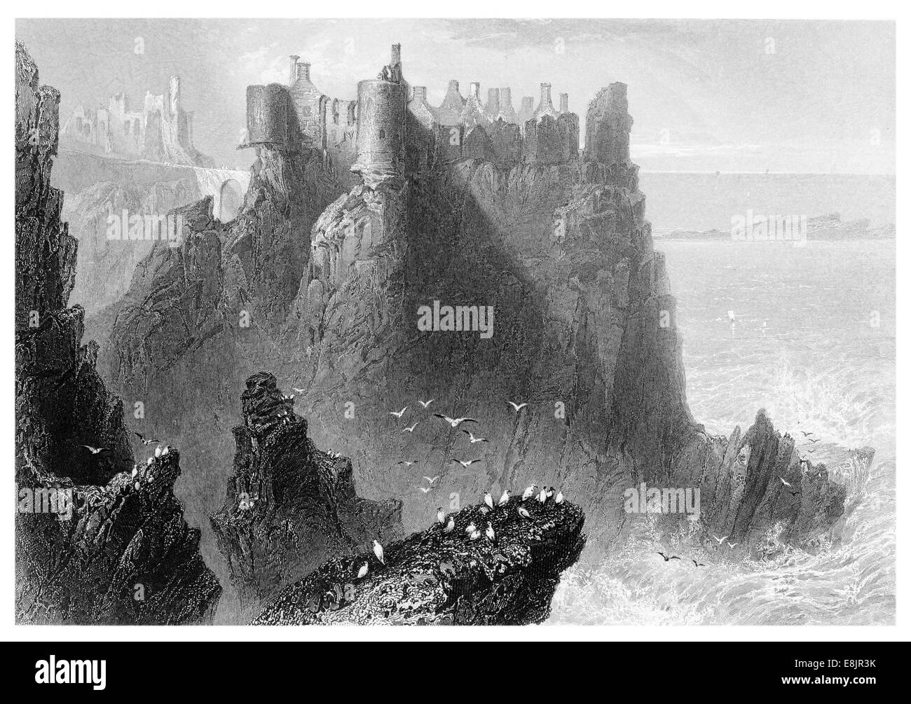 Dunluce Castle nella contea di Antrim Irlanda del Nord Regno Unito Irlanda Regno Unito Gran Bretagna nel 1860 circa Foto Stock