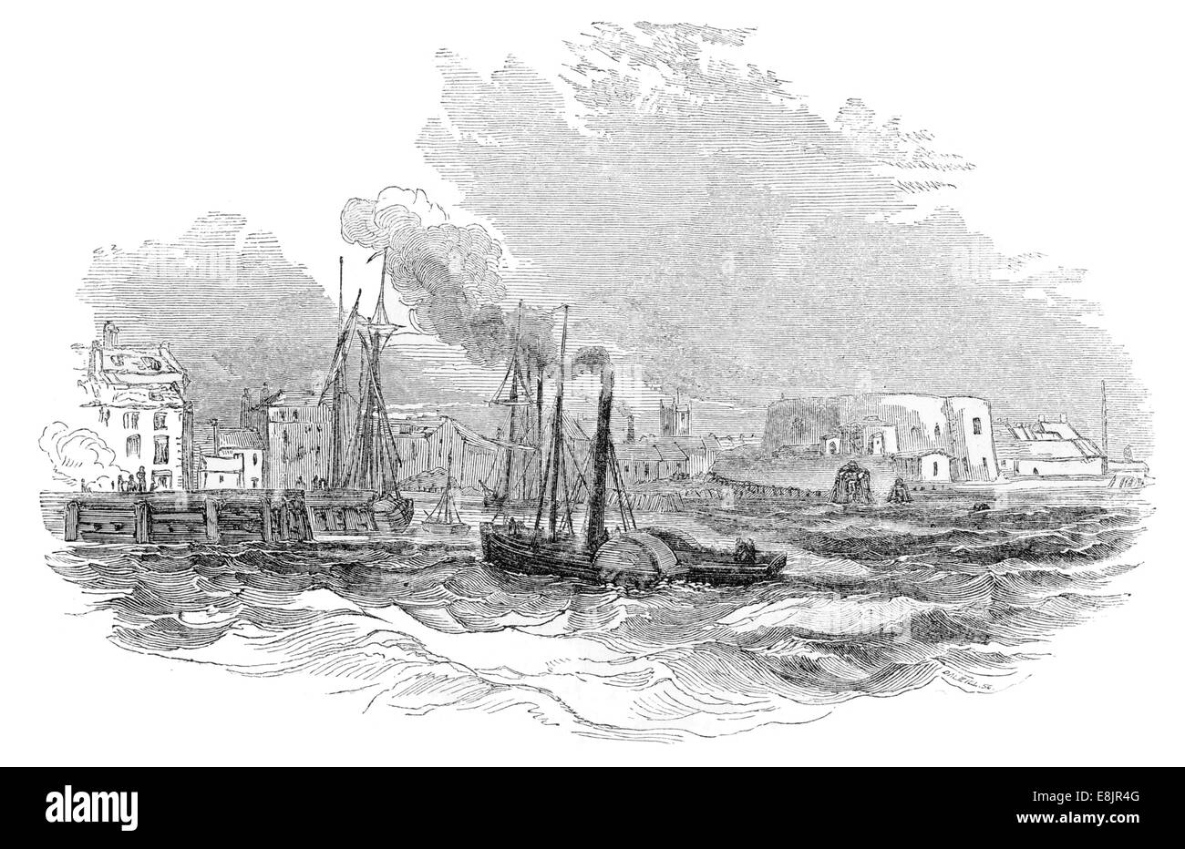 La Guarnigione vecchio porto di Kingston upon Hull East Riding of Yorkshire, Inghilterra Humber Estuary circa 1880 Foto Stock