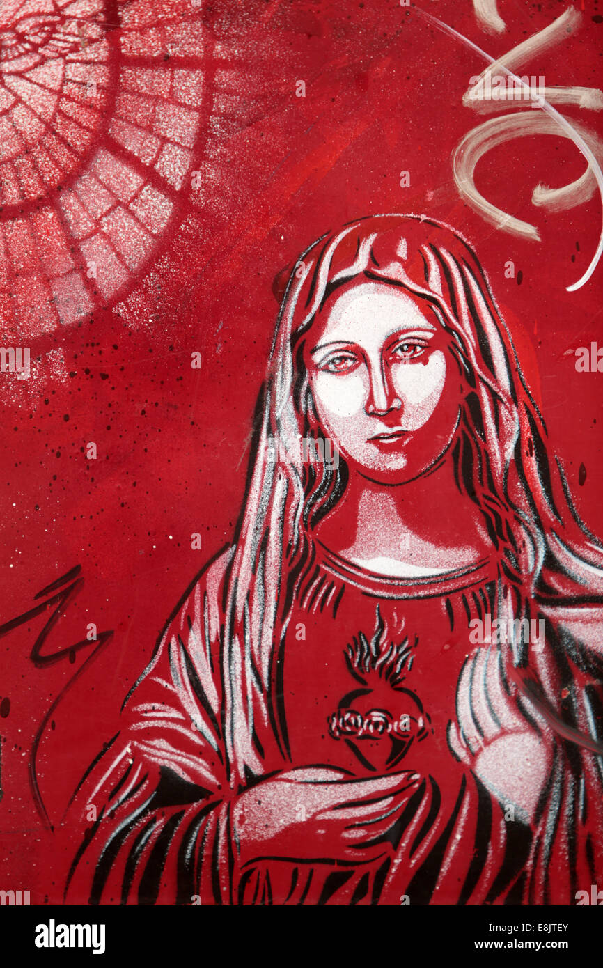 Vergine Maria. Arte di strada. Foto Stock