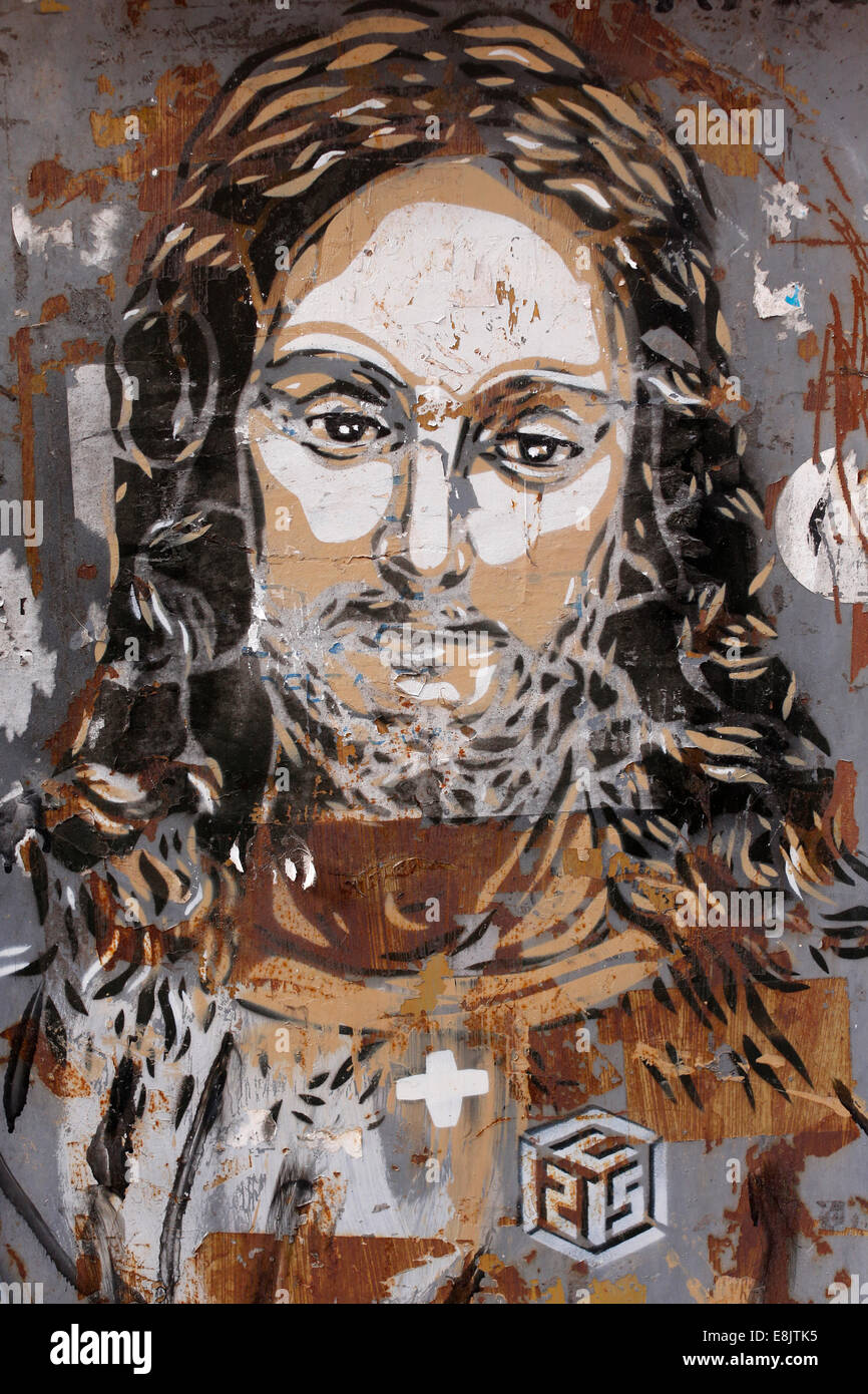 JŽsus-Cristo. Arte di strada. Foto Stock