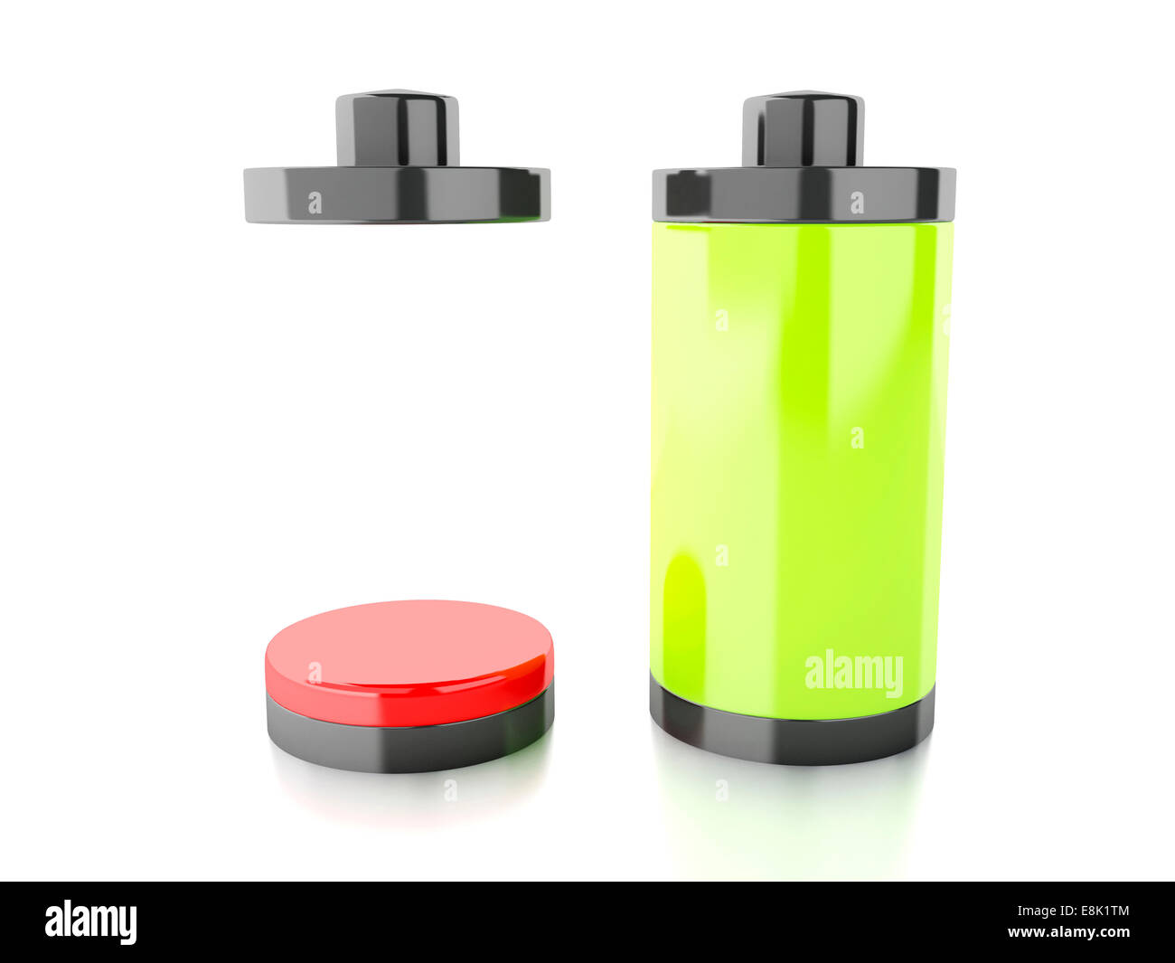 Immagine dell'icona della batteria con colorati livello di carica su sfondo bianco. 3d illustrazione Foto Stock