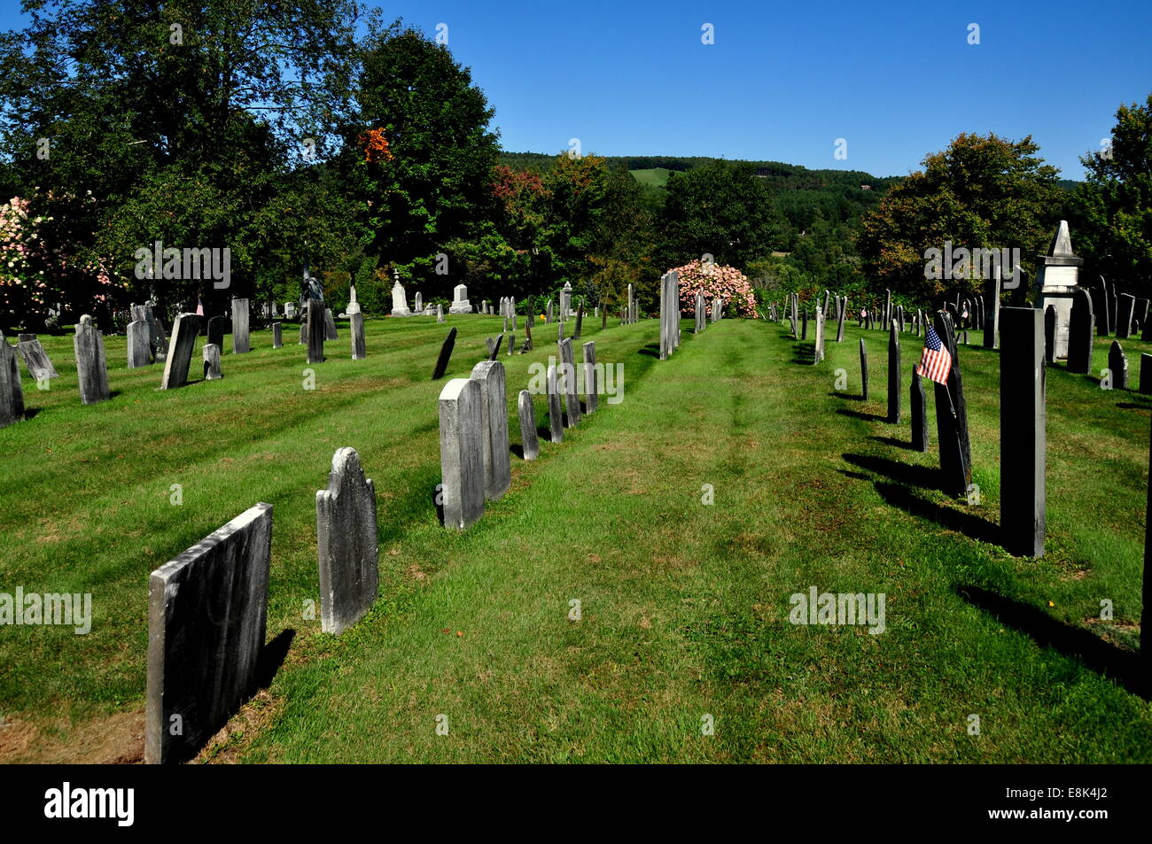 Rockingham, Vermont: XVIII-XIX secolo le lapidi nel 1787 Meeting House Chiesa sepoltura Foto Stock