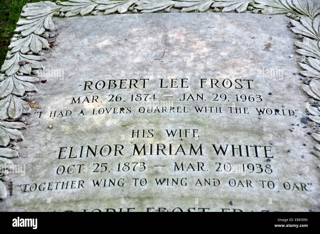 Bennington, Vermont: recinto del venerato poeta americano Robert Lee Frost presso la prima chiesa Congegational sepoltura Foto Stock