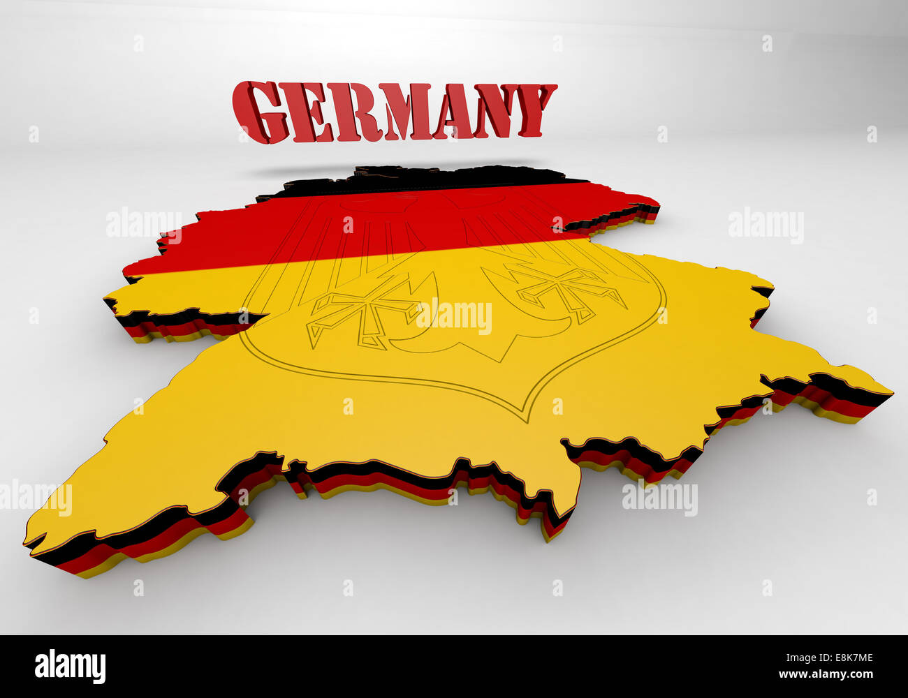 Mappa 3D illustrazione della Germania con bandiera Foto Stock