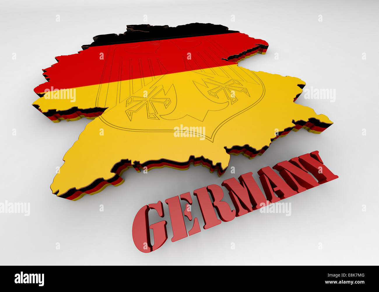 Mappa 3D illustrazione della Germania con bandiera Foto Stock