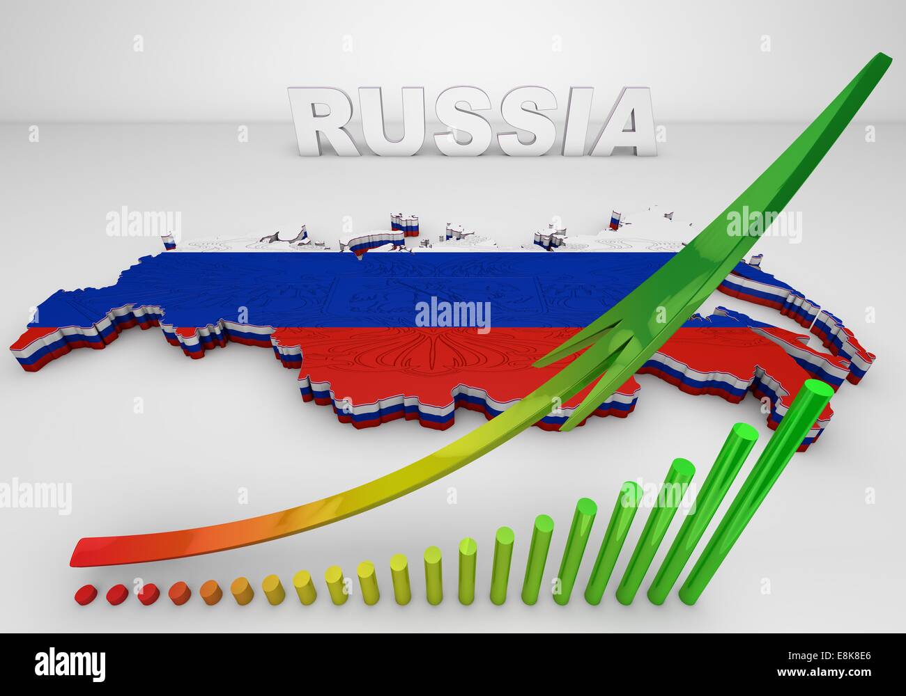 3D illistration della Russia mappa con bandiera Foto Stock