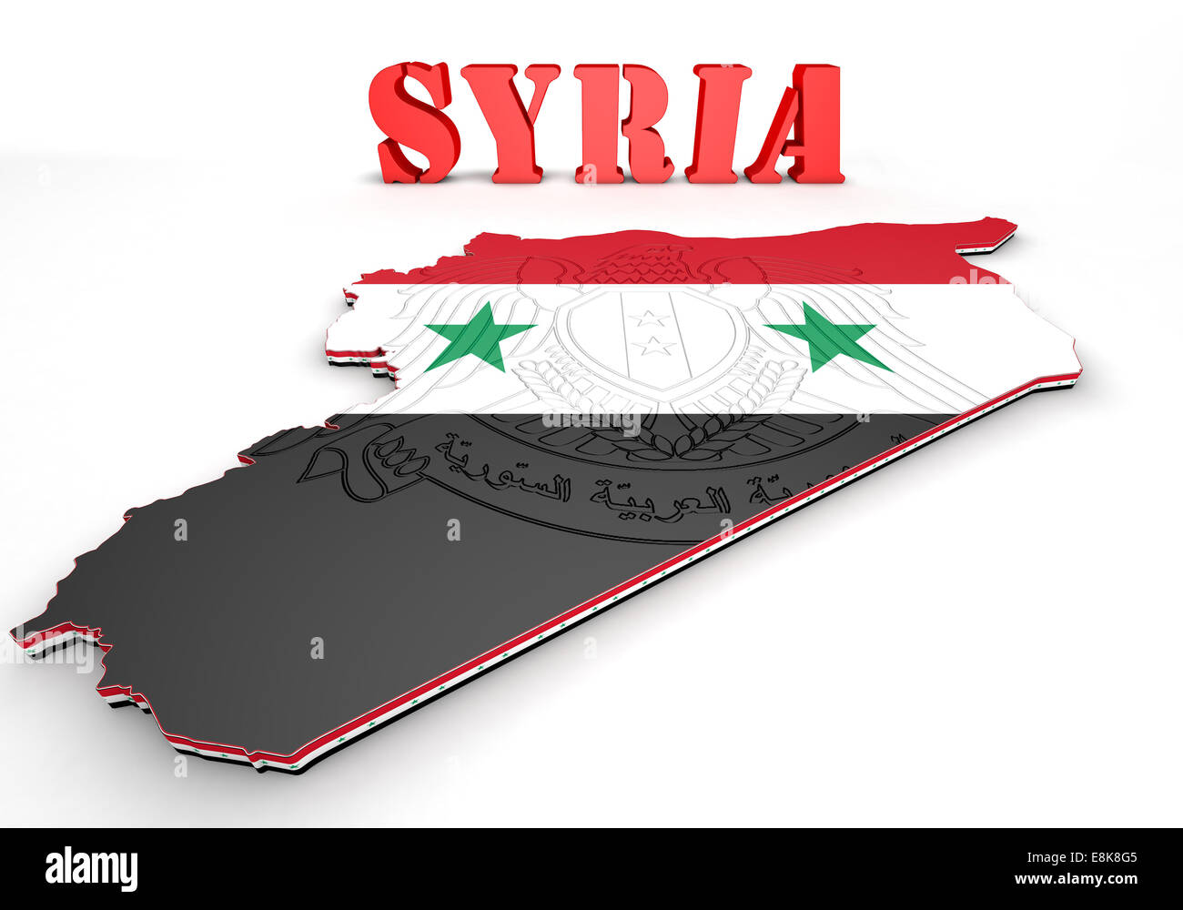 Mappa illustrazione della Siria con mappa e stemma Foto Stock Mappa illustrazione della Siria con mappa e stemma Foto Stock
