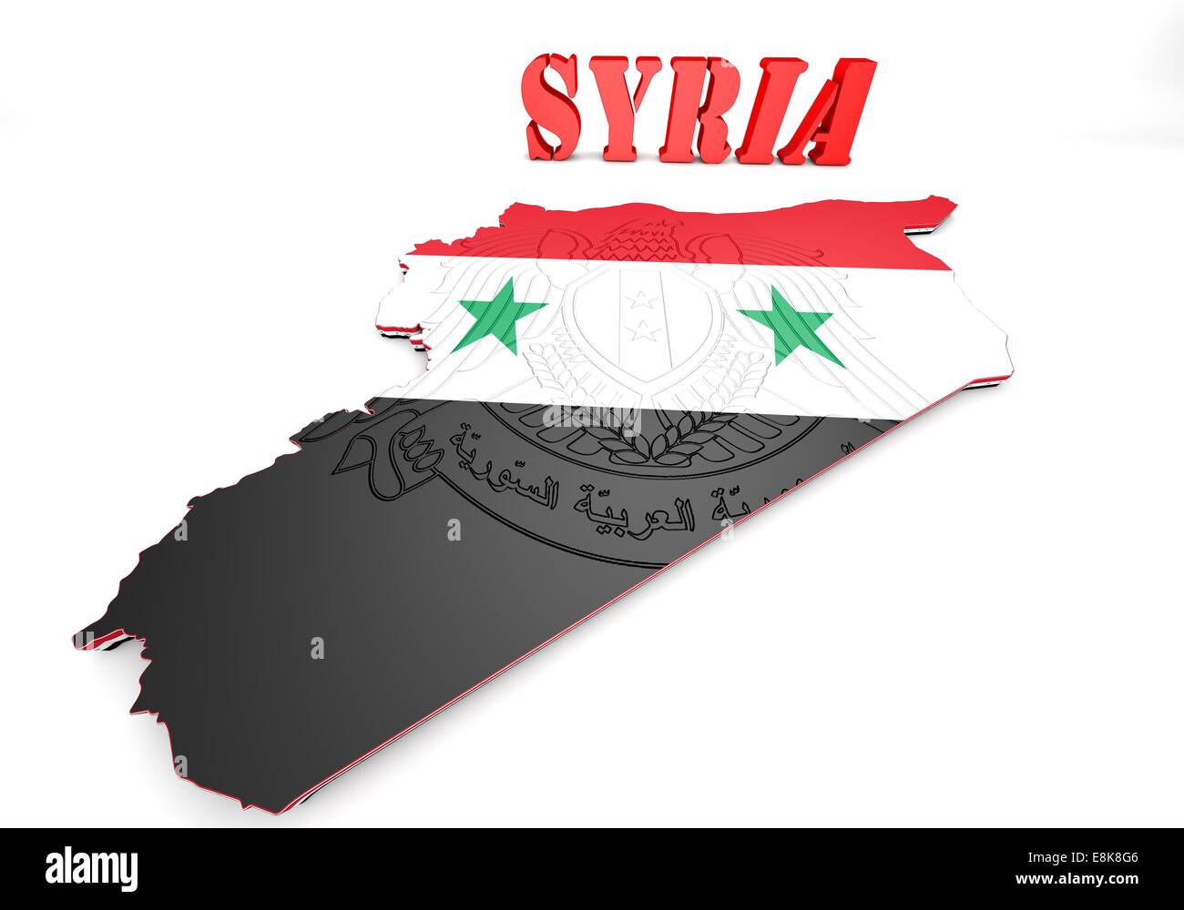 Mappa illustrazione della Siria con mappa e stemma Foto Stock Mappa illustrazione della Siria con mappa e stemma Foto Stock